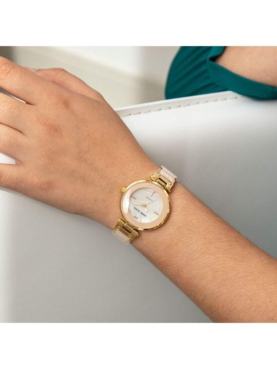 Anne Klein Women Light Pink Gold Analog Quartz Genuine Diamond Dial Bangle Watch main image 8